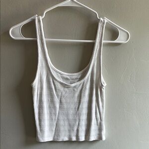 American Eagle Outfitters Gray Ribbed Sleeveless Crop Tank